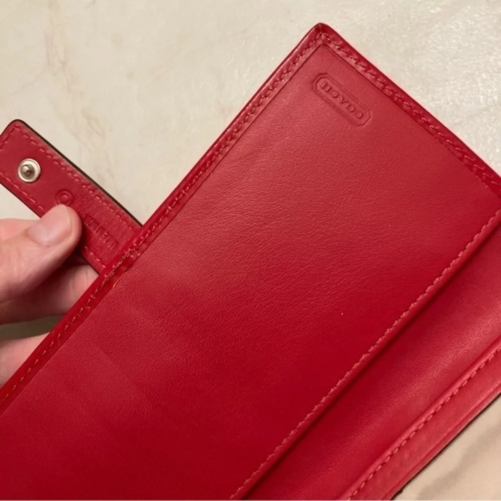 Coach rare vintage y2k red signature mini c slim bifold wallet